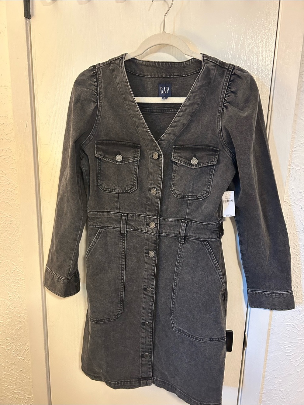 GAP Washed Black Denim Jacket Dress